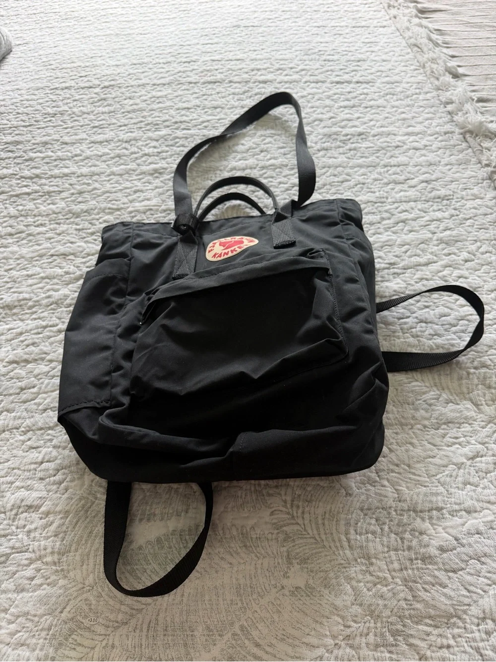 Fjallraven Kanken Tote Bag in Black with Red Logo